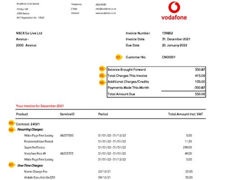 How do I find out my Vodafone bill number?