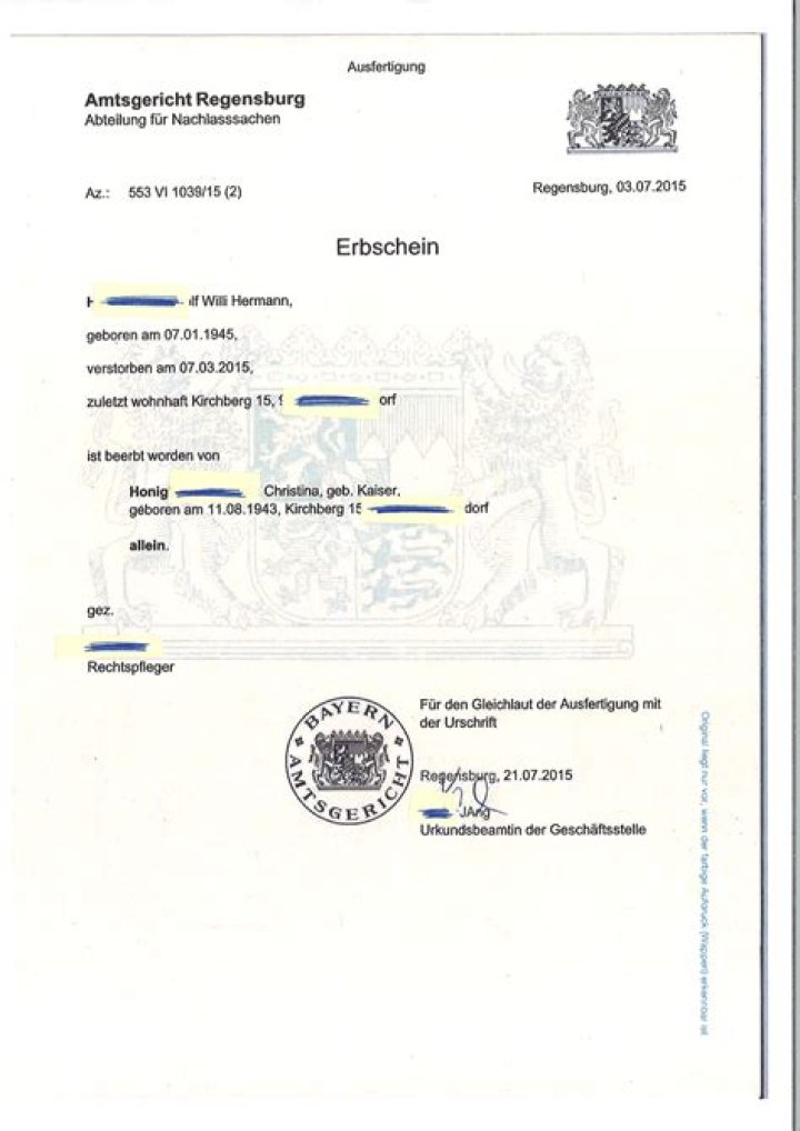 How do I get a certificate of inheritance in Germany?