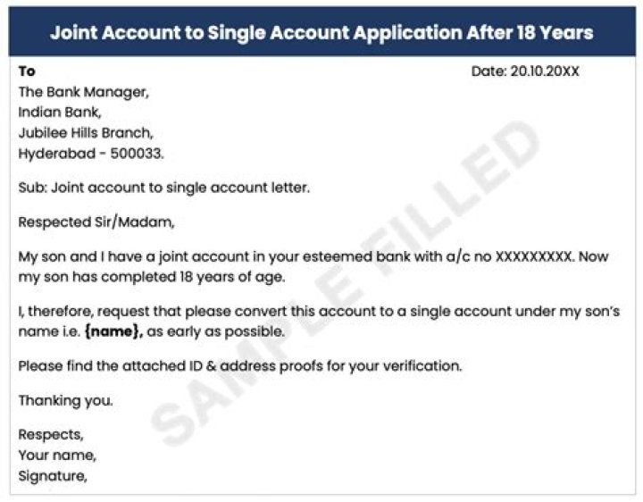 How do I write a letter of a single account to a joint account?