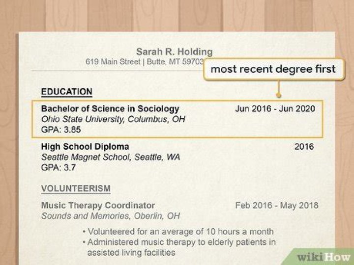 How do you note a college degree on a resume?