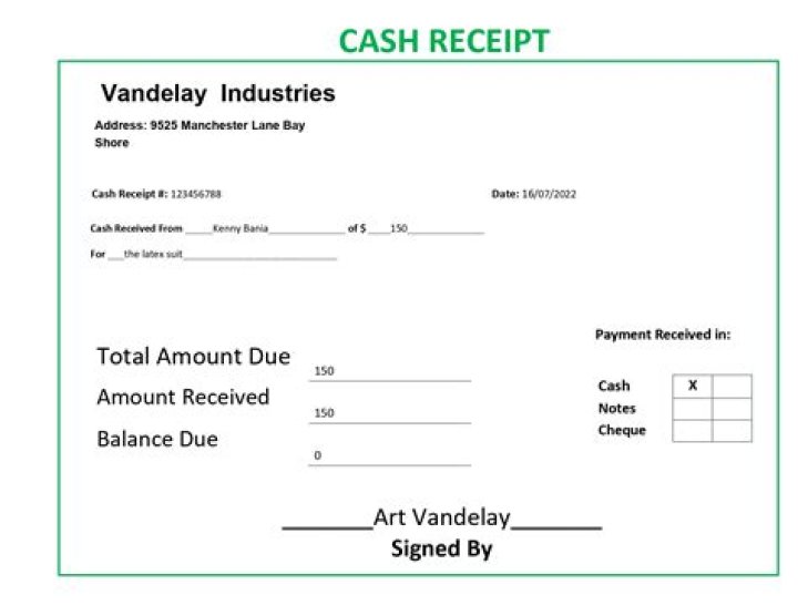 How do you write a receipt for money received?