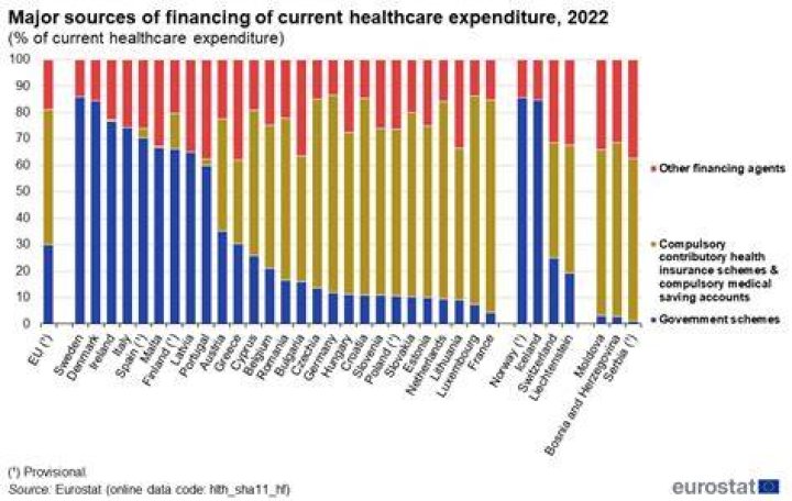 What are the 2/3 major types of financing sources for healthcare services?