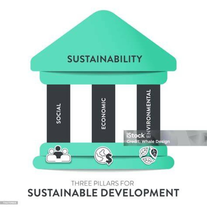 What are the 3 areas that sustainable development works to balance?