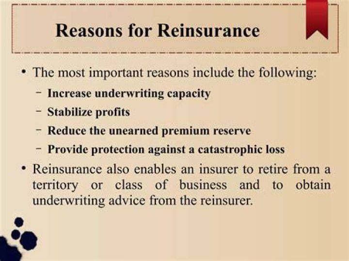 What are the 4 most important reasons for reinsurance?