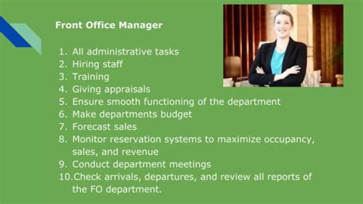 What are the duties and responsibilities of the front office manager?