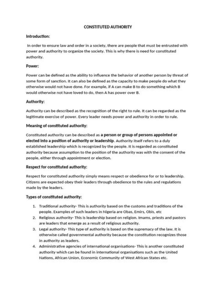 What are the important of constituted authority?