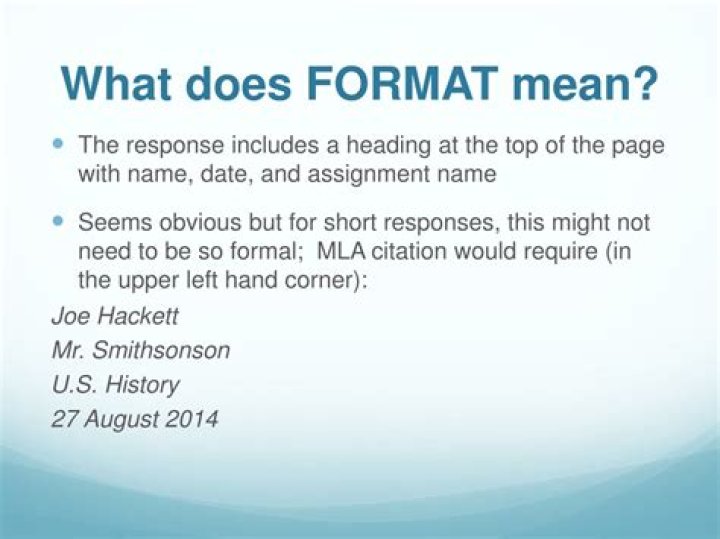 What does Format mean in access?