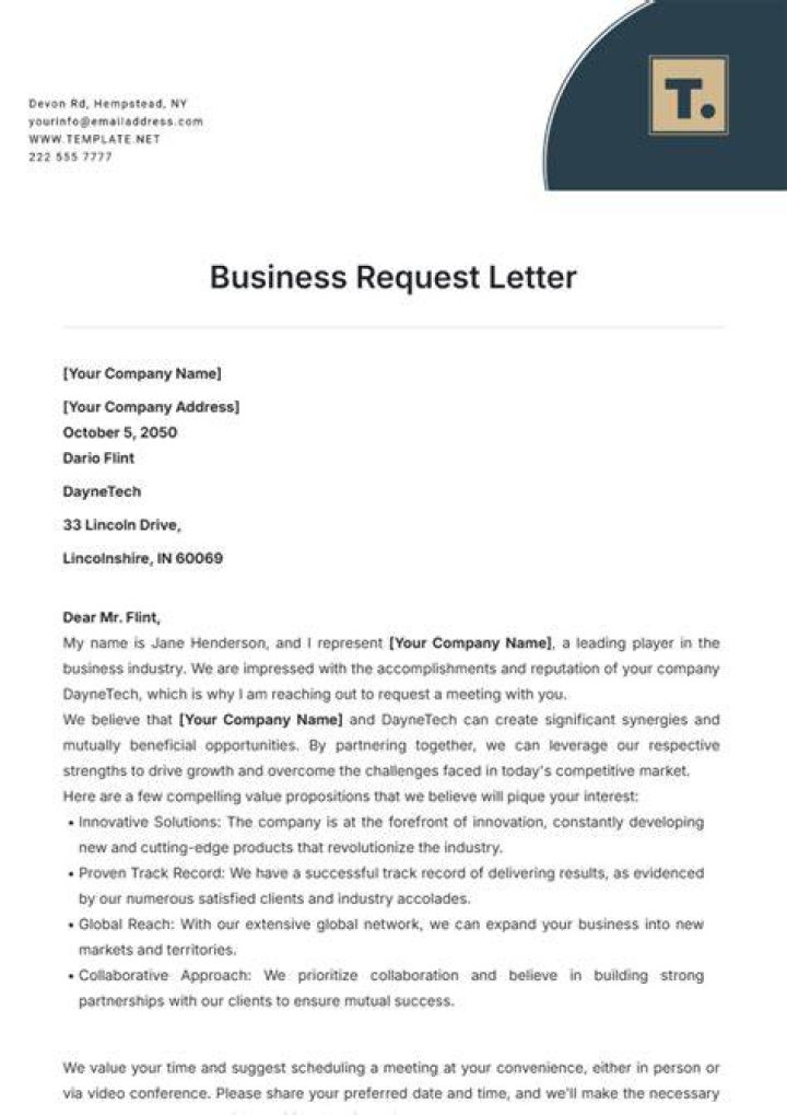 What is a letter of request in business?
