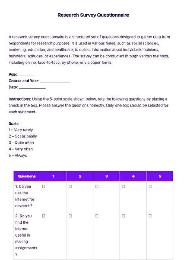 What is a questionnaire in a research?