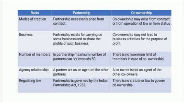 What is the difference between a co-ownership and a partnership?