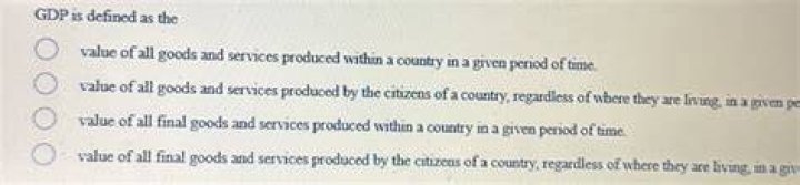 What is the total value of goods and services produced by a country in a given period?