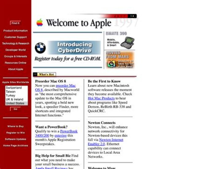 When was the Apple website published?