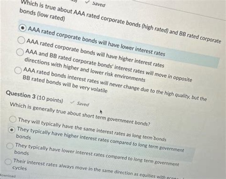 Which bond would have the higher interest rate a AAA rated bond or a BB rated bond?