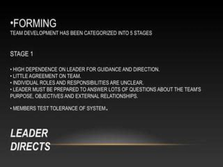 Which stage has high dependence on leader for guidance and direction?