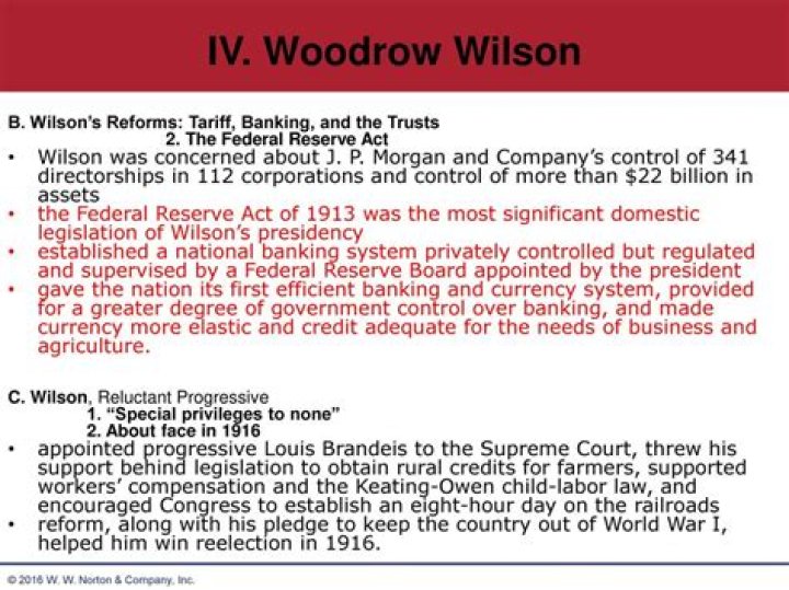 Why did Woodrow Wilson sign the Federal Reserve Act?